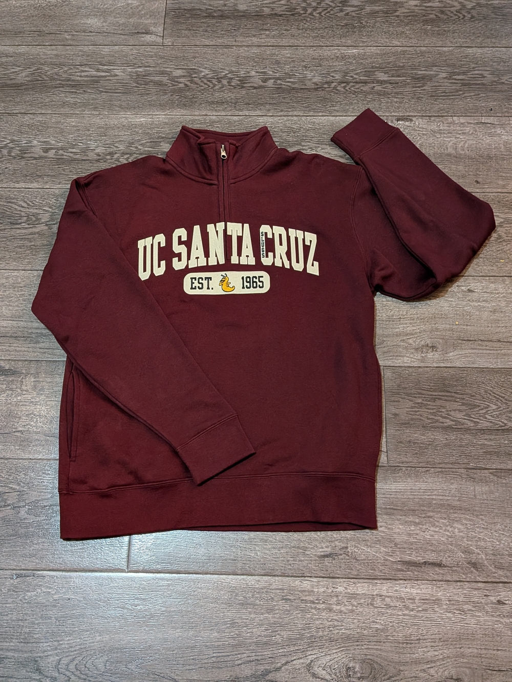 UC Santa Cruz 1/4 Zip Sweatshirt Medium Burgundy Gear For Sports Big Cotton UCSC